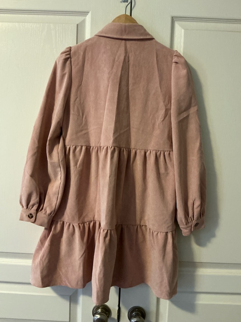 Zara Blush Corduroy Collared Button-down Dress, S - Picture 6 of 6